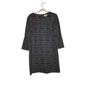 Calvin Klein black and grey knit bell sleeve dress size 12 dc
